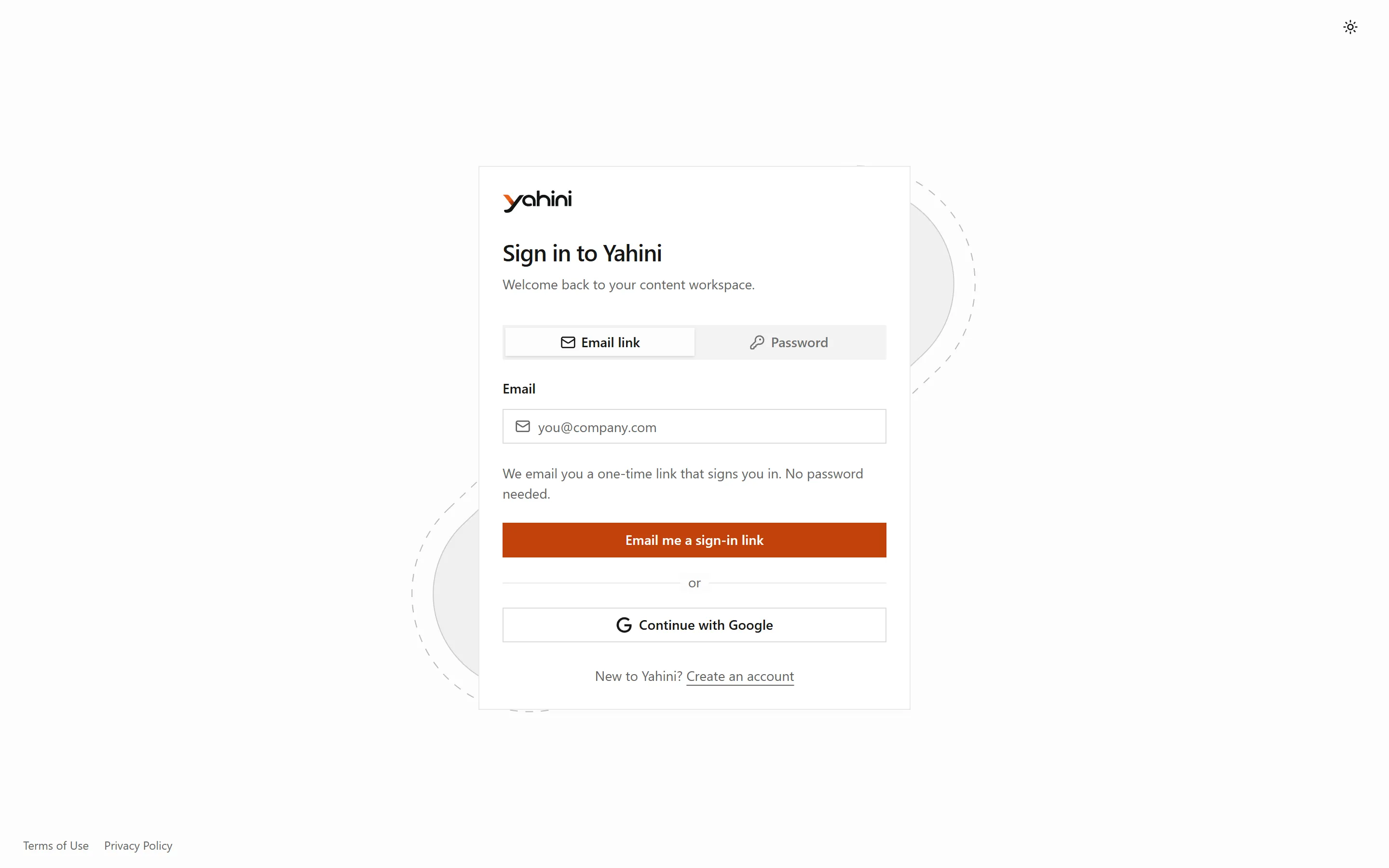 Sign in with an email link, a password or Google