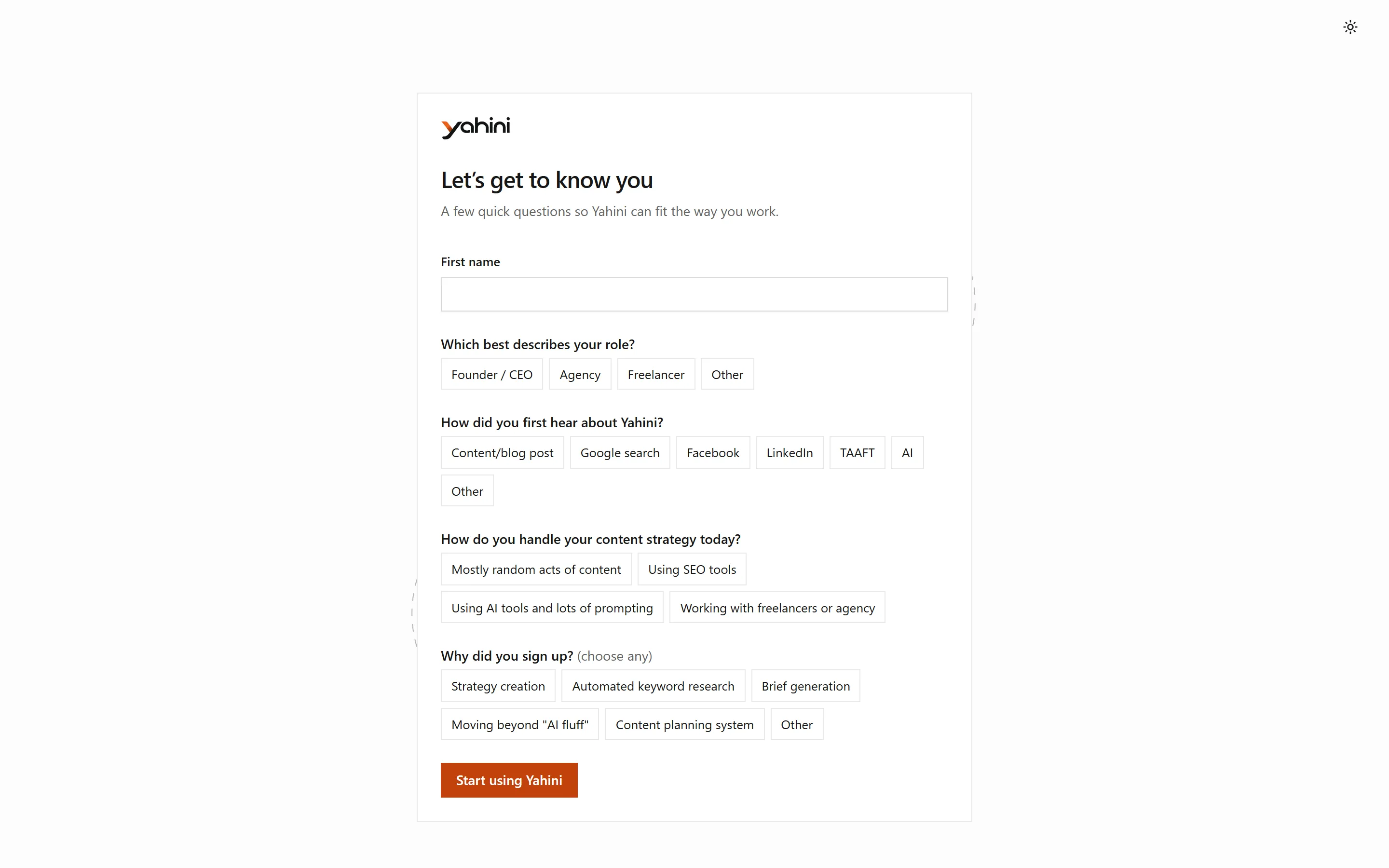The welcome questions
